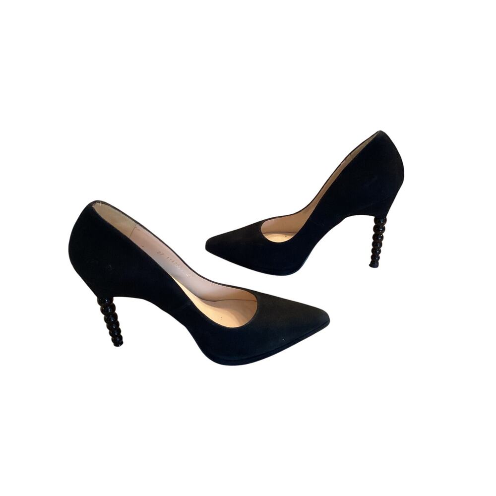 Lodi newgel Black sculpted Ball Sphere heel  suede pumps size 37